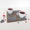 Wood and felt puzzle coasters - tray. Set of 4 | Tableware by DecoMundo Home. Item composed of oak wood and fabric in minimalism or country & farmhouse style