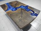 Custom Order Ocean River Epoxy Coffee Table - Blue Epoxy | Dining Table in Tables by LuxuryEpoxyFurniture. Item composed of wood & synthetic