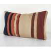 Vintage Striped Kilim Rug Pillow Cover, Organic Wool Tribal | Cushion in Pillows by Vintage Pillows Store