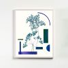 Botanical Collage Print with Abstract Geometric Shapes, Art | Prints by Capricorn Press. Item composed of paper compatible with boho and minimalism style