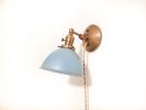 Adjustable Bedside Reading Wall Light - Antique Brass & Sage | Sconces by Retro Steam Works. Item composed of fabric and brass in mid century modern style