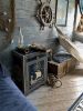 Navy Blue Bone Inlay Nightstand, Nautical Ship Coastal Bedside Table | Storage by IKKAZA