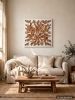 Large 3D Leather Wall Art "Botanica: 6 flowers" — Sculptural Textured Botanical Wall Decor, Handmade | Sculptures by Leather Spring Studio. Item composed of wood and leather in minimalism or mid century modern style
