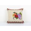 Bohemian Turkish Kilim Pillow with Floral Design, Square Dec | Cushion in Pillows by Vintage Pillows Store