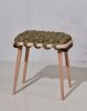 Army Green Vegan Suede Woven Stool | Chairs by Knots Studio. Item made of wood with fabric