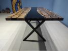 Hexagon Honeycomb Design Black Epoxy Table , Dining Table | Tables by LuxuryEpoxyFurniture. Item composed of wood & synthetic
