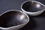 Set of 2 - BRONZE porcelain bowl irregular, white porcelain | Dinnerware by Laima Ceramics. Item made of ceramic compatible with minimalism and rustic style
