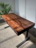 SLIM Desk - 60" - Rustic Walnut - Blue Walnut Drawers | Tables by ROMI. Item composed of walnut in minimalism or mid century modern style