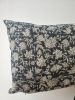 Long lumber block print pillow, block print black floral | Pillows by velvet + linen