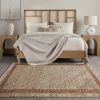 Handmade Jute Wool Flatweave, Neutral Ivory Area Carpet, Beige Textured Boho Decor | Area Rug in Rugs by Swiflo