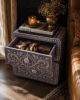 Handmade Bone Inlay Nightstand 2 Drawer Boho Moroccan Bedside Table | Storage by IKKAZA