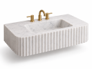 Floating Carrara Marble Sink | Custom Wall Mounted Wash Basin | Work by Vero Marble