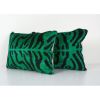 Handmade Luxury Green Tiger Ikat Velvet Pillow - Set of Two | Cushion in Pillows by Vintage Pillows Store