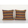 Set of Two Striped Organic Wool Turkish Striped Pillow | Sham in Linens & Bedding by Vintage Pillows Store. Item made of cotton & fiber
