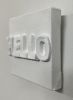 Hello 4" x 4" | Mixed Media in Paintings by Emeline Tate. Item composed of canvas & synthetic
