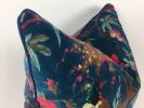 Navy bird pillow// bird of paradise cushions// navy velvet | Pillows by velvet + linen