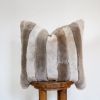 Silver & Grey Sheepskin Strip Pillow 20x20 | Pillows by Vantage Design