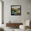 Au dela des champs | Oil And Acrylic Painting in Paintings by Sophie DUMONT.. Item composed of canvas in minimalism or contemporary style