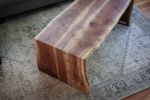 Solid Walnut Wood Double Waterfall Ottoman Coffee Table | Tables by Hazel Oak Farms. Item made of walnut