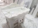 Hand Carved Carrara Marble Sink: 21”x34” Wall Mount Washbasin | Water Fixtures by AEGEAN MARBLE ARTISAN ATELIER