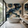 Linen and Blue Petals —  Bold Florals Luxury Wallpaper | Wall Treatments by ELLE WALLS