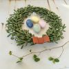 Green felt floral wreath - handmade modern home decor. 1 pc. | Wall Sculpture in Wall Hangings by DecoMundo Home. Item made of fabric & leather compatible with minimalism and country & farmhouse style