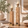 Defne Oak Candle Holders Set, Handmade Wooden Candlesticks, Scandinavian Home Decor Gifts, Housewarming Gift | Decorative Objects by Vesta Corte