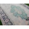 Geometric Distressed Wool Oushak Runner - Wide Hallway Rug | Runner Rug in Rugs by Vintage Pillows Store. Item composed of cotton