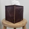 Brown Shiny Leather Single Tissue Box Cover | Toiletry in Storage by Vantage Design