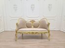 French Style Settee / 21K Gold Leaf Accent/ Hand Carved Wood | Couch in Couches & Sofas by Art De Vie Furniture