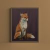 Woodland Fox Print, Burgundy Autumn Wall Art, Moody Illustration | Prints in Paintings by The Ugly Cat Studio
