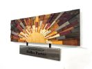 Sunset with plaque | Wall Sculpture in Wall Hangings by StainsAndGrains. Item composed of wood & metal compatible with contemporary and industrial style