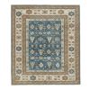 Handknotted Square Blue Wool Turkish Kars Rug 5.4 x 6.3 Ft | Area Rug in Rugs by Vintage Pillows Store. Item made of wool with fiber