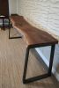 Narrow Live Edge Walnut Bar Table with Metal Base | Console Table in Tables by Hazel Oak Farms. Item made of walnut