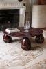 Cons Rosso Levanto Marble Round Coffee Table | Tables by HamamDecor LLC