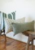 Sage Green Chenille Basketweave Lumbar Pillow 12x24 | Pillows by Vantage Design