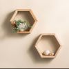 Set of 2 Honeycomb Shelves, Hexagon Shelves | Shelving in Storage by Crafted Glory. Item composed of oak wood