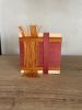 Mini Woven Tile - String Theory-  Rust and Rose #2 | Wall Sculpture in Wall Hangings by Mpwovenn Fiber Art by Mindy Pantuso
