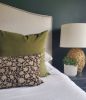 block print pillow, block print black floral pillow, block | Pillows by Velvet Fringe