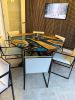 Custom Order Walnut Tree Diameter Round Turquoise White | Dining Table in Tables by LuxuryEpoxyFurniture. Item composed of wood and synthetic