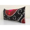 16" x 38" Long Lumbar King Bed Vintage Black Cotton Suzani | Sham in Linens & Bedding by Vintage Pillows Store. Item made of cotton