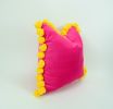 READY TO SHIP 16 x 16 icnhes // hot pink pom pom pillow | Pillows by velvet + linen