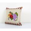 Bohemian Turkish Kilim Pillow with Floral Design, Square Dec | Cushion in Pillows by Vintage Pillows Store