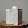 Ash & Ember Speckled Hair-On-Hide Leather Single Tissue Box Cover | Toiletry in Storage by Vantage Design
