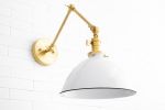 10 Inch White Shade - Adjustable Arm Light - Model No. 9132 | Sconces by Peared Creation. Item composed of brass