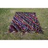 Vintage Colorful Wool Turkish Shaggy Tulu Rug 4'7" X 5'5" | Area Rug in Rugs by Vintage Pillows Store. Item composed of cotton