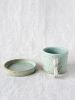 Twiggy Handle Espresso Cup & Saucer - Seafoam, Unique, Handmade Pottery | Drinkware by Tomoko Ceramics