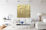 Gold leaf wall sculpture painting gold leaf art 3D gold | Mixed Media in Paintings by Berez Art. Item composed of canvas and paper in minimalism or mid century modern style