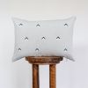 Black and White Triangles Printed on Natural Linen Lumbar Pillow 14x20 | Pillows by Vantage Design