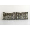 Set of Two Sea Green Ikat Velvet Pillow, Pair Silk Lumbar | Cushion in Pillows by Vintage Pillows Store. Item made of cotton